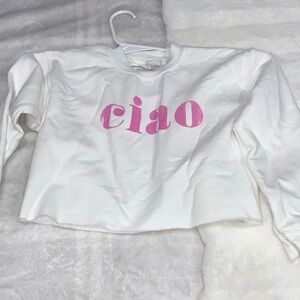 Selling S kids sweater with the words “ciao” for $10
